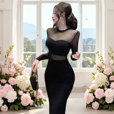 【上品セクシー】ブラックドレスy5